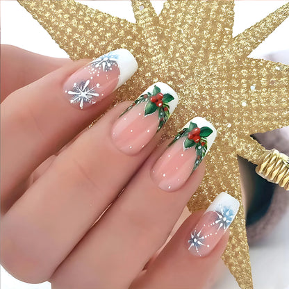 24pcs Glitter Pink Sequins Fake Nails 2025 Halloween Scary Skull Love Print False Nails Wearable European Ballet Press on Nails.