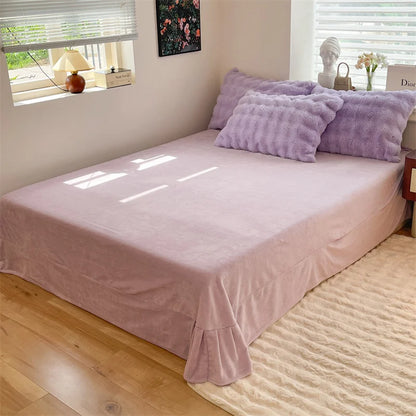 Luxury Faux Rabbit Fur Velvet Fleece Plush Soft Warm Bedding Set Super Comfortable Duvet Cover Set Blanket Bed Sheet Pillowcases