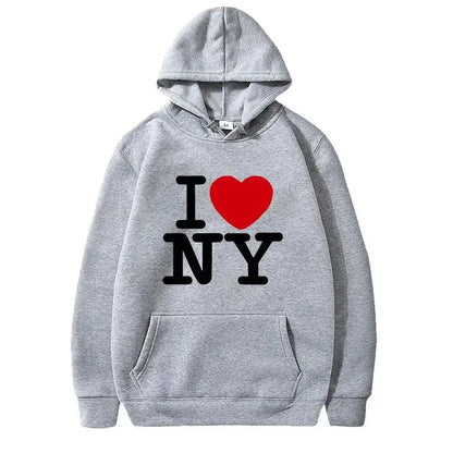 I Love New York Pritned Hoodies Women's Fashion Casual Hooded Pullover Street Hip Hop Clothing.