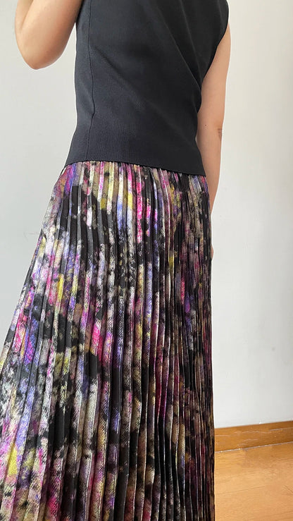 Polished Luster Lurex Midi Skirt Women's Shiny Metallic Luxury Pleated Skirt 2025 New In Boutique Clothing.