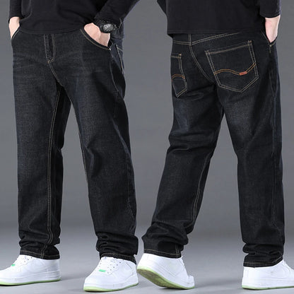 Herren-Jeanshose, große Größe 50, hochelastischer Denim-Stoff, große Hose für 45–150 kg, Jeans, Hombre, weites Bein, Pantalon Homme.