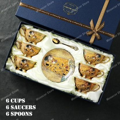 Egyptian Couple Coffee Cup European Bone China Coffee Cup Dish Set Ceramic Retro English Afternoon Tea Cup Set Coffee Mug