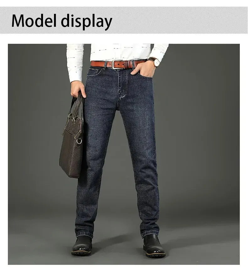 Wthinlee Neue Business männer Jeans Casual Gerade Stretch Mode Klassische Blau Schwarz Arbeit Denim Hosen Männliche Marke Kleidung.