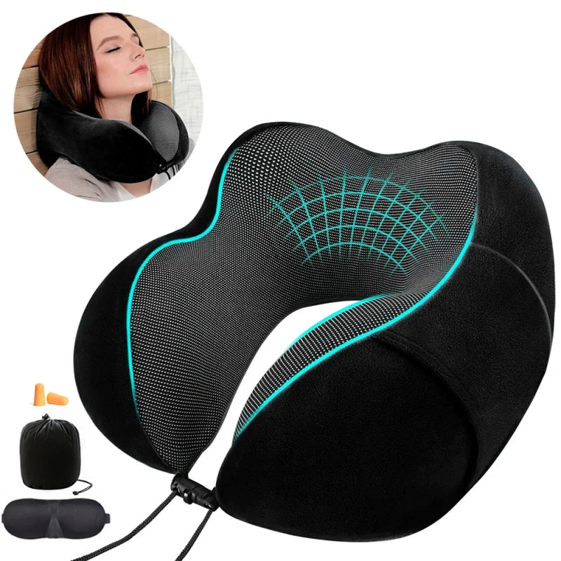 Memory Foam U-shaped Neck Pillow Neck Cushion Soft Neckrest Pad  Portable Travel Pillow Cervical Healthcare Massage Neck Pillow.