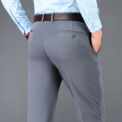 Men's Business Casual Pants Spring Summer Elastic Trousers Office Suit Pants Quick Dry Formal Pants Breathable Comfortable.