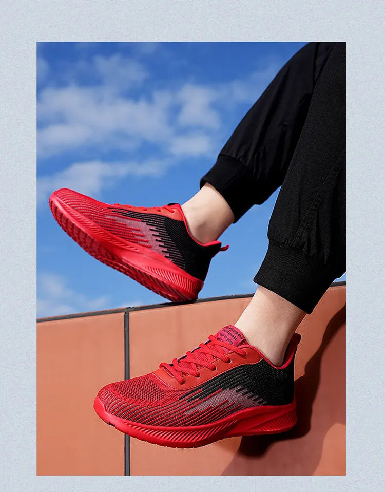Summer Hot Sale Red Mesh Men Running Sneakers Big Size 47 Light Breathable Women Training Shoes Non-slip Sport Shoes for Man.