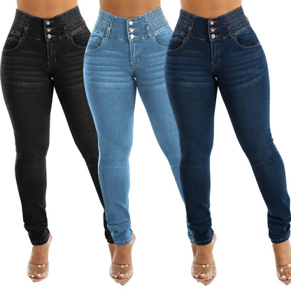 High Waist Elastic Denim Jeans Slimming Sexy Hot Girl Butt Lifting Long Pants Trendy Women's Fashion from Mainland China.