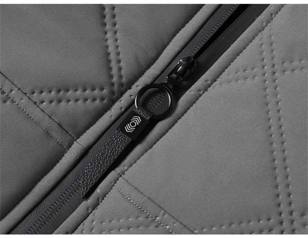 Winter Windproof Thermal Diamond-Pattern Fleece-Lined Thickened Cotton Coat Business Casual Hooded Jacket Fashionable Menswear