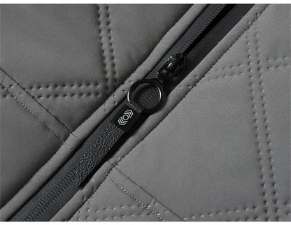 Winter Windproof Thermal Diamond-Pattern Fleece-Lined Thickened Cotton Coat Business Casual Hooded Jacket Fashionable Menswear