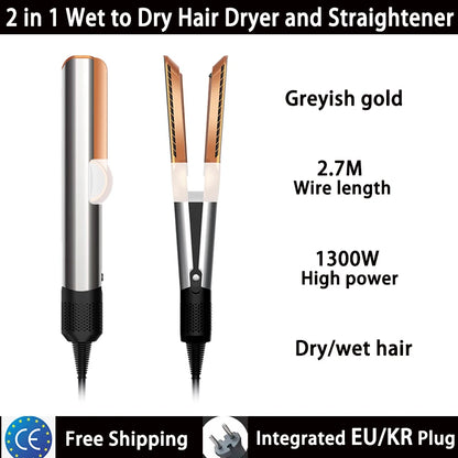 2-in-1 Hair Straightener and Dryer Combo - Negative Ion Heating Flat Iron for Quick, Long - Lasting Hair Styling at Home，salon.