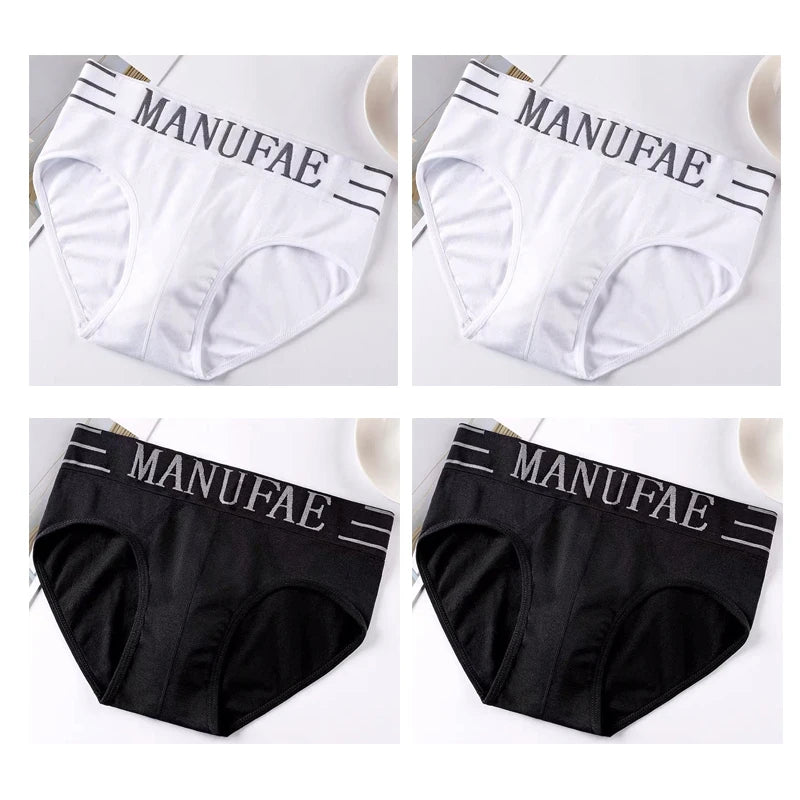 4pcs Mens Sexy Briefs Teenager Sport Underwears Plus Size Fat Men's Underpant Panties Students Breathable Fashion Casual Panties.