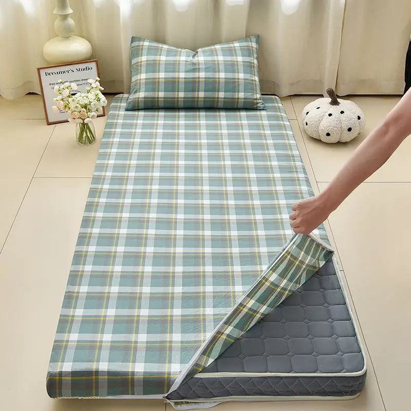 WOSTAR Geometric printed mattress protector cover with zipper fully enclosed single bed sheet pure cotton protection pad 90x190