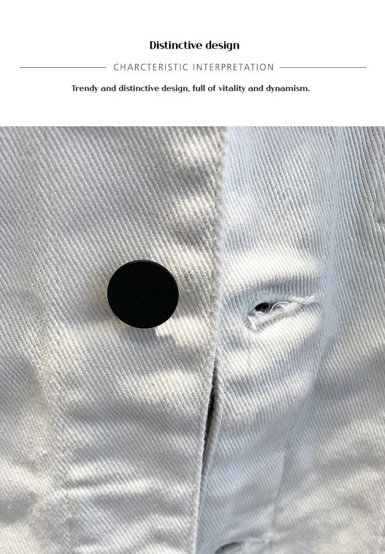 Men's Denim Jacket Spring Autumn White Casual Slim Fit Korean Style Workwear Coat Streetwear Fashion Male Outerwear Jackets.