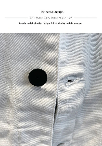 Men's Denim Jacket Spring Autumn White Casual Slim Fit Korean Style Workwear Coat Streetwear Fashion Male Outerwear Jackets.