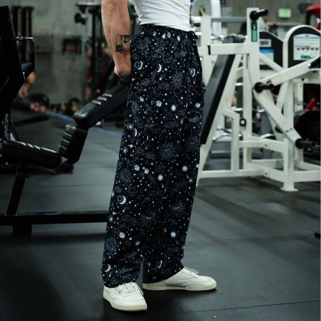 American Retro Thin Pants Men's Summer Breathable Quick Drying Loose Sports Pants Fitness Casual Digital Printed Pants.