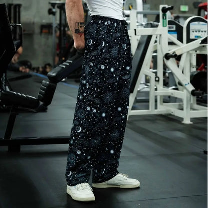 American Retro Thin Pants Men's Summer Breathable Quick Drying Loose Sports Pants Fitness Casual Digital Printed Pants.
