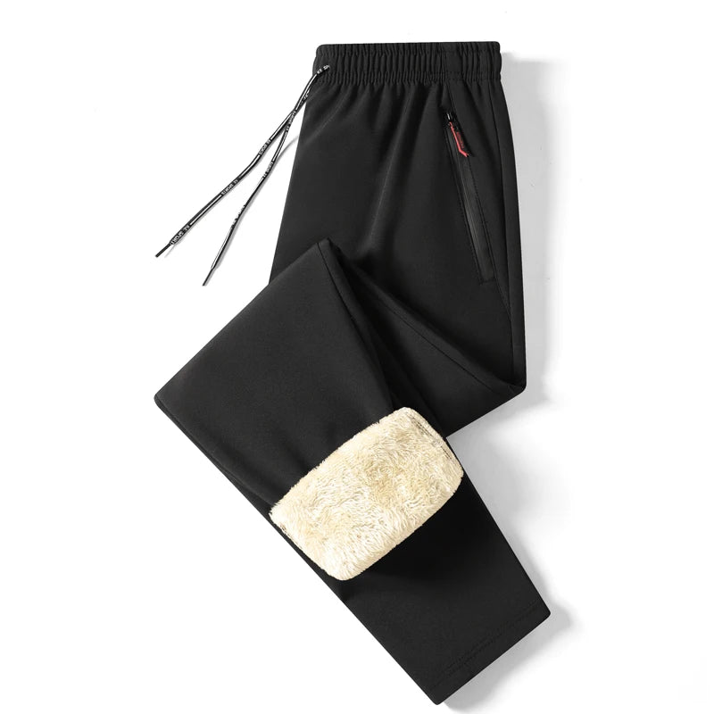 Warme Winter männer Gerade Hosen Stretch Elastische Taille Casual Weiche Jogger Koreanische Klassische Blau Schwarz Grau Marke Hinzufügen Pelz Hosen.