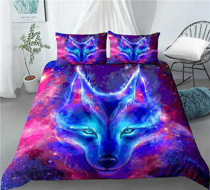 Home Living Luxury 3D Wolf Print 2/3Pcs Comfortable Duvet Cover PillowCase Bedding Sets Queen And King EU/US/AU Size.
