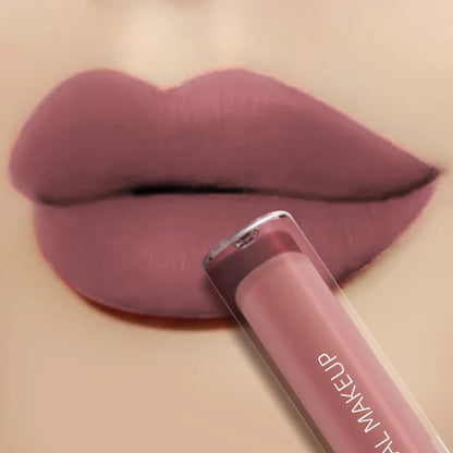 1PC Dark Brown Matte Velvet Lip Gloss Waterproof Liquid Lipstick Nude Brown Lips Korean Makeup for Lip Tint Lip Glaze Cosmetics.