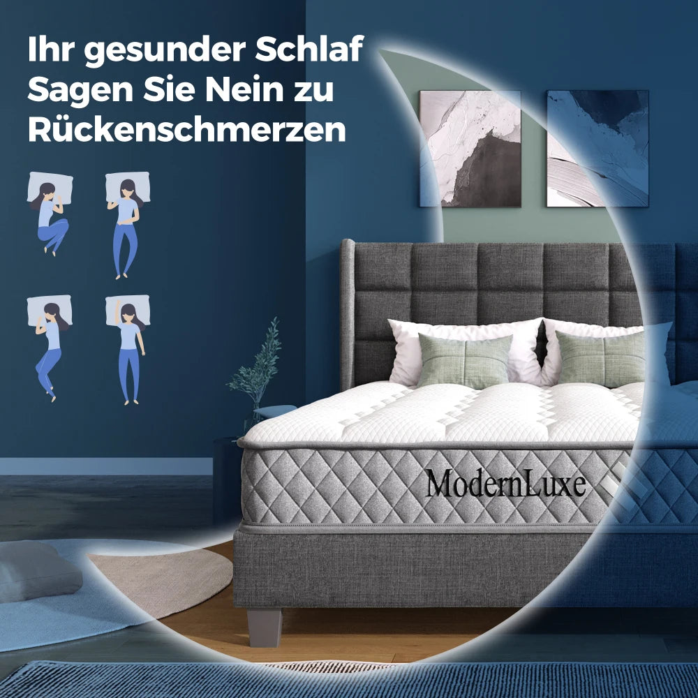Orthopädische Kaltschaummatratze 90 x 200 cm, Matratze mit 7-Zonen-Taschenfederkernen, mittelfest – OEKO-TEX ®    Zertifiziert