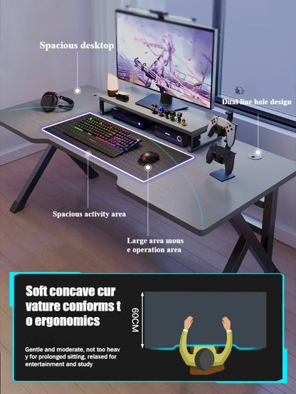 Ergonomischer Gaming-Tisch, Desktop-Computer, Doppel-Player-Gaming, luxuriöser und stabiler Gaming-Tisch, Schlafzimmer-Schreibtisch und Lernen