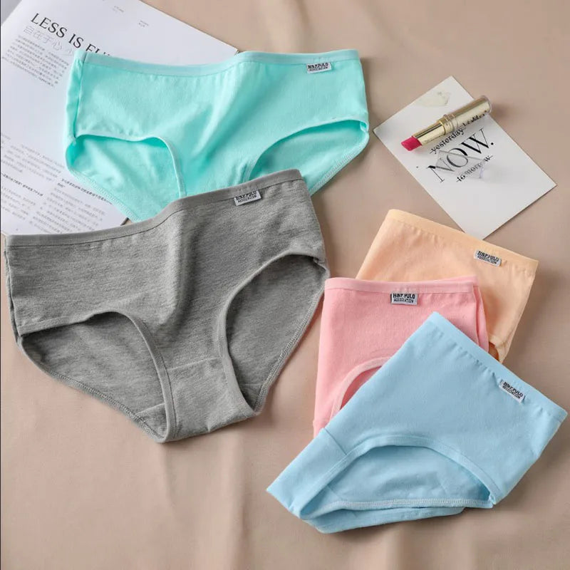 7Pcs Panties for Women Cotton Underwear Plus Size Sexy Briefs Girls Breathable Soft Lingerie Female Cute Solid Color Underpants.