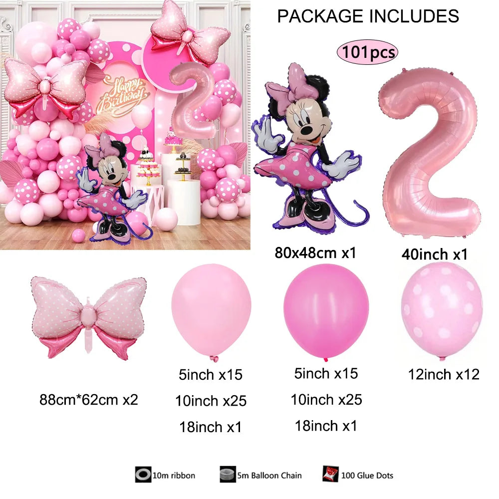 1Set Cartoon Minnie Maus Rosa Anzahl Ballons Girlande Bogen Kit Set Mädchen Prinzessin Geburtstag Party Baby Dusche Dekoration Geschenke.