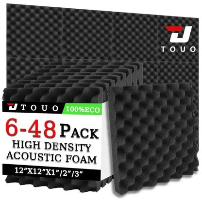 TOUO Egg Trough Wall Soundproof Foam 6 12 24 48 Pcs High Density Sound Absorbing Material Acoustic Foam Ceiling Noise Insulation