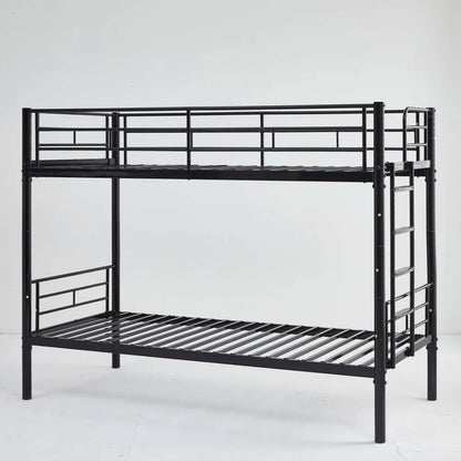 Etagenbett aus Metall, 90 x 200 cm, Etagenbett mit ausklappbarem Bett, erweiterbar auf zwei Einzelbetten oder Erwachsenenbetten, Schwarz