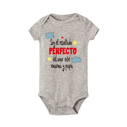 Lustiger spanischer bedruckter Baby-Body für Neugeborene, kurzärmeliger Strampler, niedliche Jungen- und Mädchen-Outfits, Kleinkind-Sommerkleidung, Säuglingsoverall.