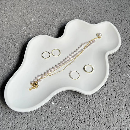 Large Cloud Tray Cement Mold Resin Butterfly Moon Pea Shaped Jewelry Display Tray Gypsum Concrete Mold for Terrazzo Creation.