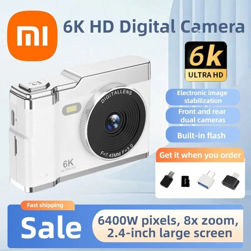Xiaomi 6K HD Digital Camera 6400W Pixel Student CCD Portable Campus Mini Camera Retro Portable Camera Travel Campus Beginners.