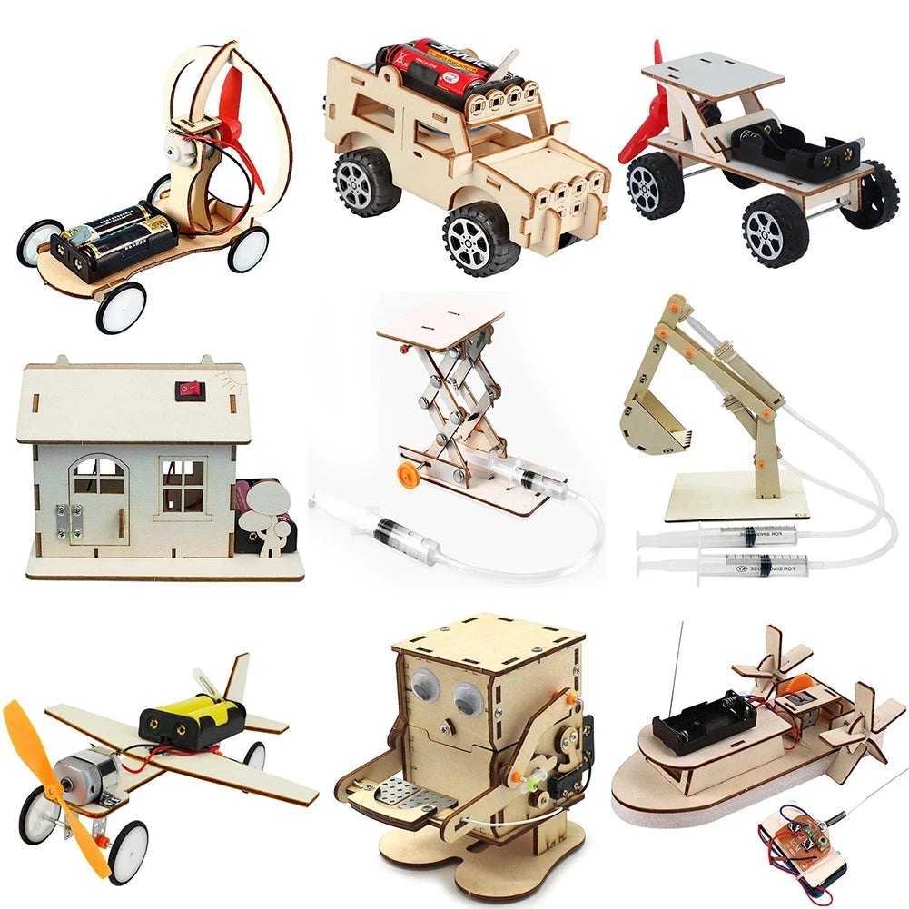 DIY Science Toys Children Educational STEM Projects Kits 3D Assemble Car Boat Model Wood Puzzle Toy Scientific Experiment Kit.