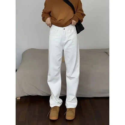 High Waist Straight Leg Jeans Women's Spring New Slim Fit Spring Autumn Narrow Version Smoking Pipe Pants