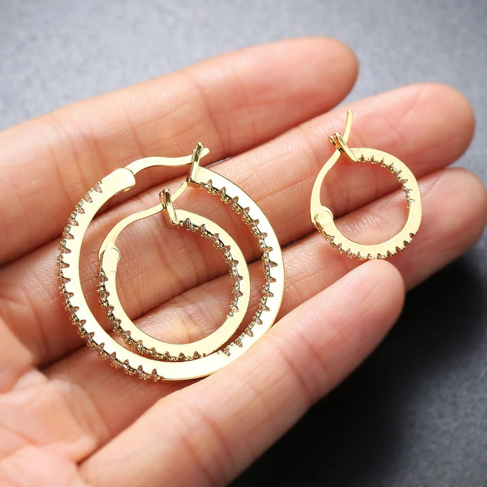 Hoop Earrings for Women Fashion Trend Micro-inlaid Zircon Small & Big Pierced Cartilage Ear Hoops Punk Jewelry Accessories E398.