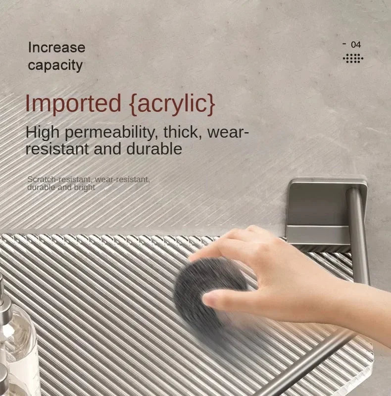 2PCS Badezimmer Acryl Regale Küche Lagerung Organizer Shampoo Regal Dusche Regal Bad Zubehör Kein Bohrer Lagerung Regal