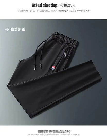 Men's Quick Dry Loose Fit Breathable Summer Lightweight Casual Pants Korean Style Elastic Sweatpants For Men.