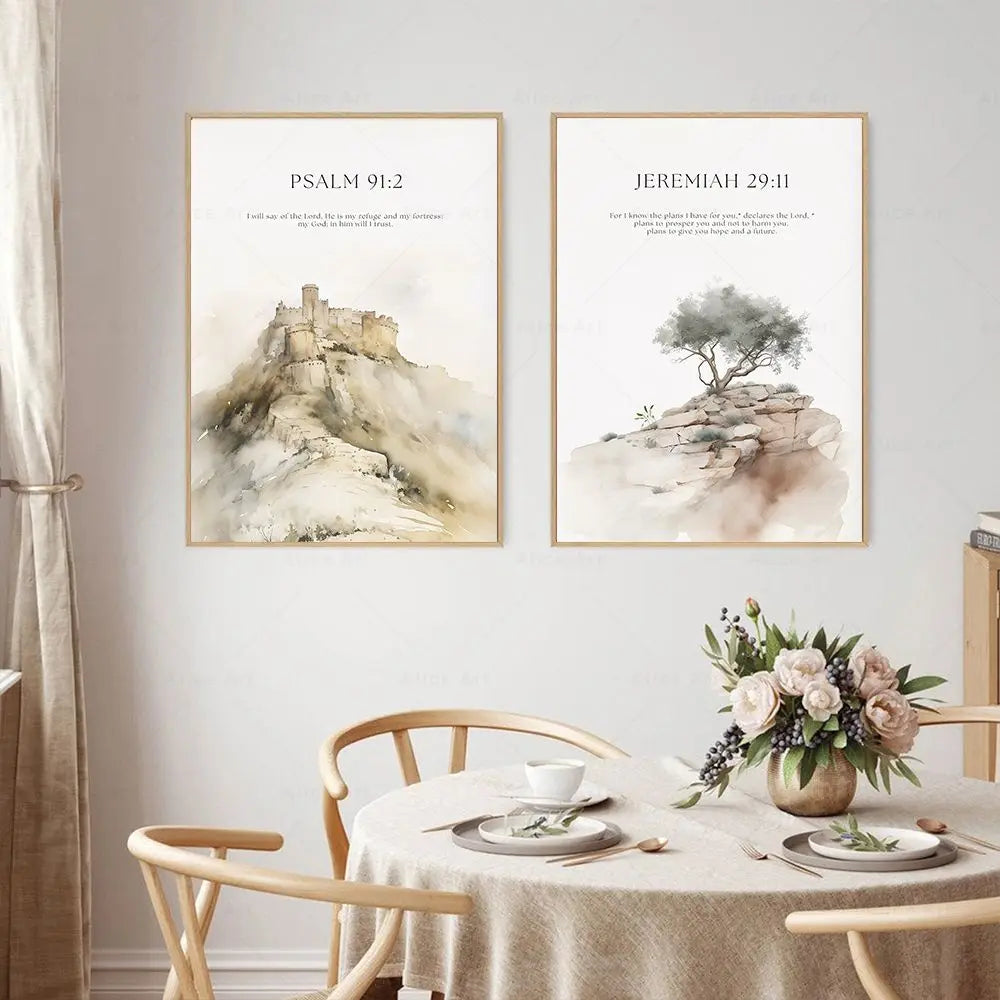 Psalm 23:3 Jeremiah 29:11 Psalm 91:2 Inspirational Quotes Poster Jesus Painting Christian Bible Verse Wall Art Living Room Decor.