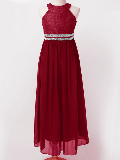 Iiniim Teen Mädchen Ärmellose Pailletten Floral Spitze Glänzenden Kleid Vestido de festa für Hochzeit Formale Geburtstag Party Sommer Kleider