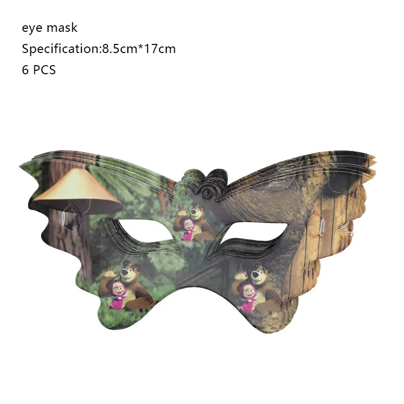 Mashas und Bär Geburtstag Party Dekoration Cartoon Thema Luftballons Kinder Event liefert Einweggeschirr Hintergrund