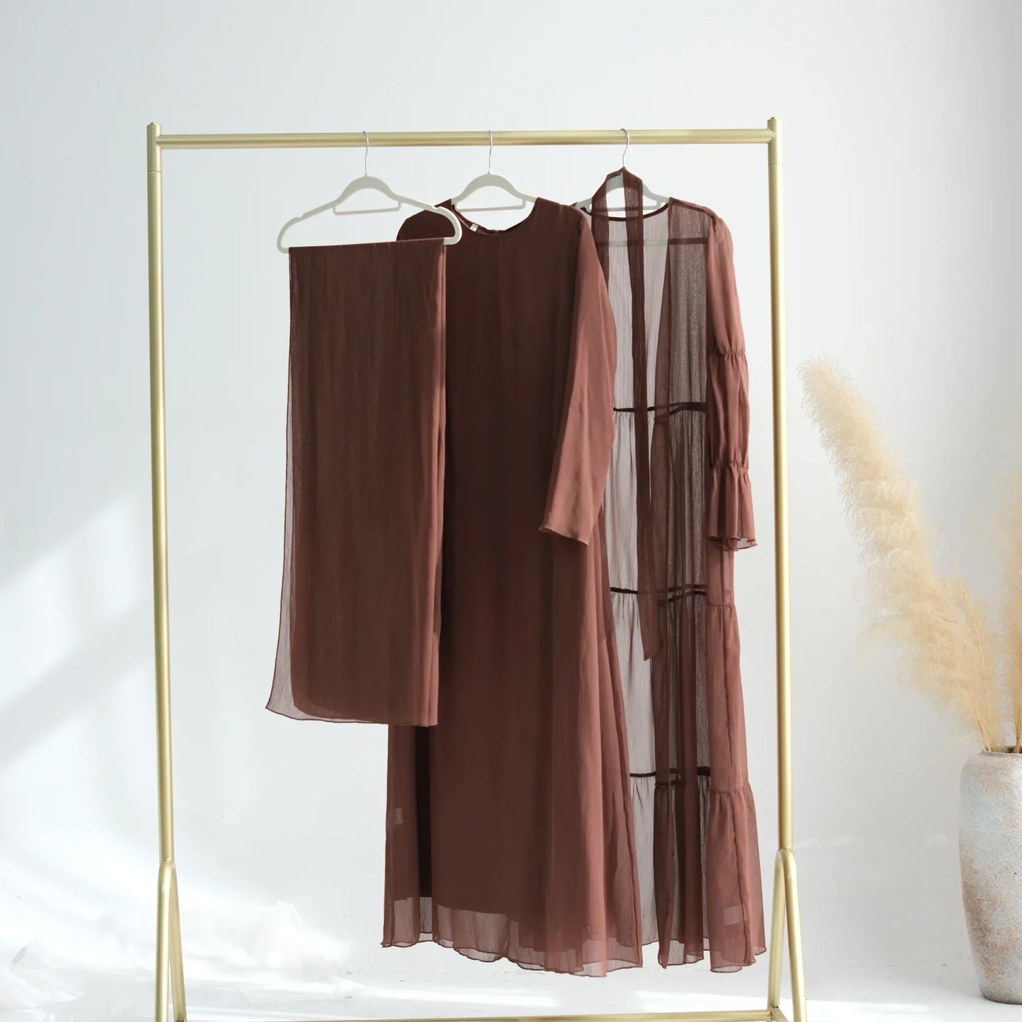 Chiffon Sheer Open Abaya Set Hijabi Muslim Women Party Ramadan Islamic Clothing  Dubai Turkey Kaftan Crepe Kimono Open Abayas