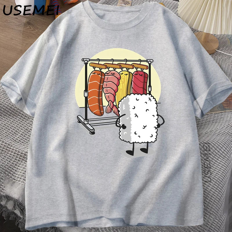 Sushi Wardrobe T Shirt Women Men Funny High Quality T-shirt Cotton Graphic T Shirts Loose Short-sleeve Pritned Tshirt Man Tops.