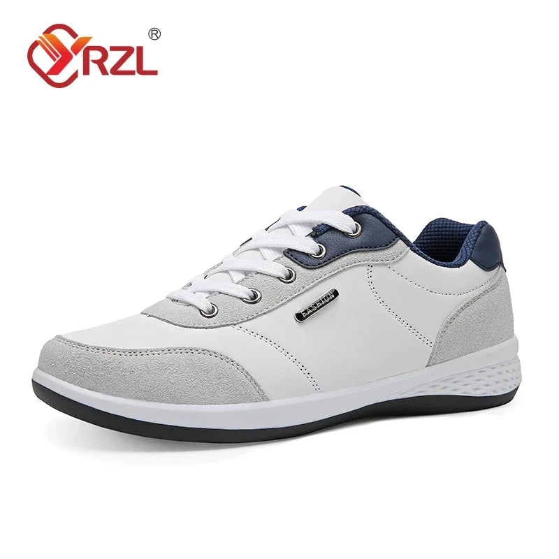 YRZL Men Shoes Spring Autumn Waterproof Walking Sneakers Leisure Male Leather Sports Shoes Non-Slip Footwear Tennis for Men