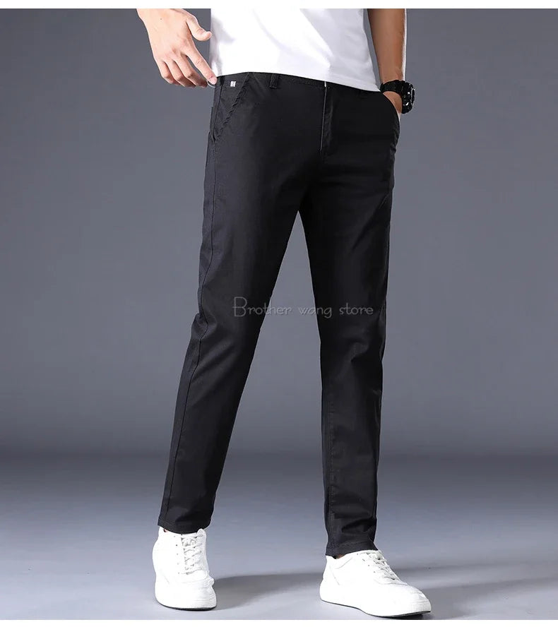 Thin Men's Pants Classic 7 Colors Summer New Casual Pant Business Fashion Stretch Cotton Slim Brand Male Trousers.