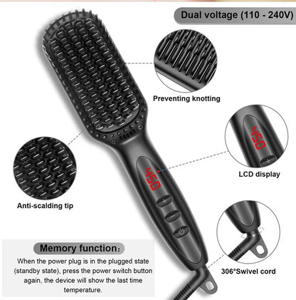 3 in 1 Electric Straightener Beard Straightener Hair Straightener With Teeth Curly Beards Magic Brush Comb For Man and Women.