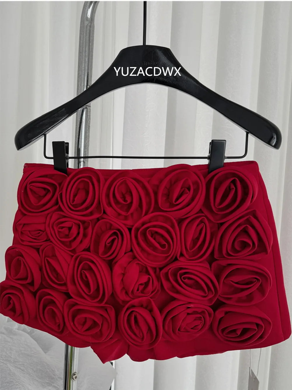 Three-dimensional decoration floral shorts y2k High street Red High waist mini skirt shorts Design Sexy  Women Clothing ﻿.