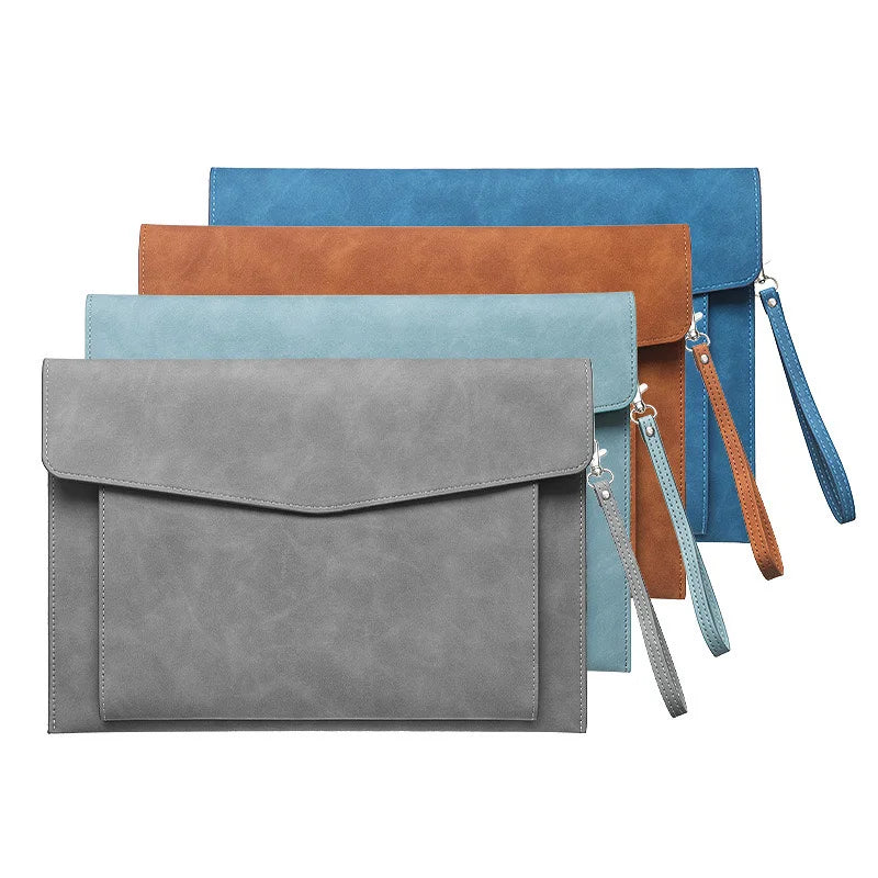 A4 Leather Document Bag, Large Capacity Business Briefcase, Waterproof Office Folder, Can Hold Laptop and Stationery.