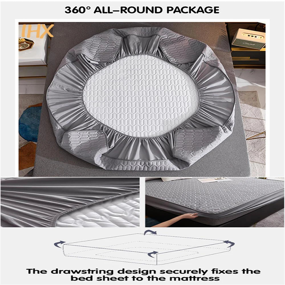 Waterproof Thicken Mattress Cover Quilted Latex Mat Bed Covers Pad Skin-Friendly Fitted Sheet Protector Bedspread150/160/180x200.