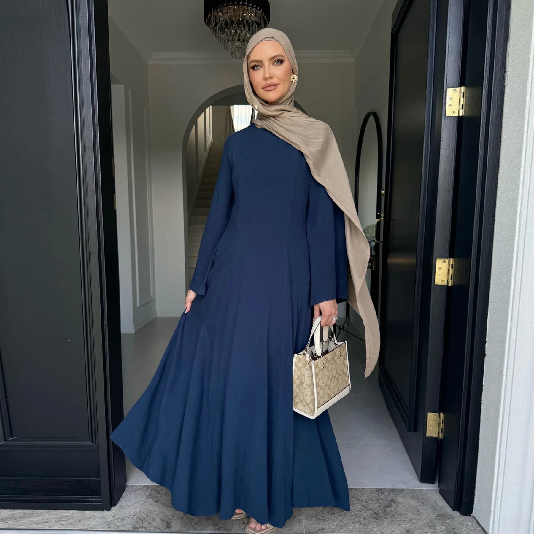 2025 Summer Arabic Muslim Women Modest Dress Eid Dubai Plain Abaya Islam Party Outfit Elegant Holiday Dresses Turkey Kaftan Robe.