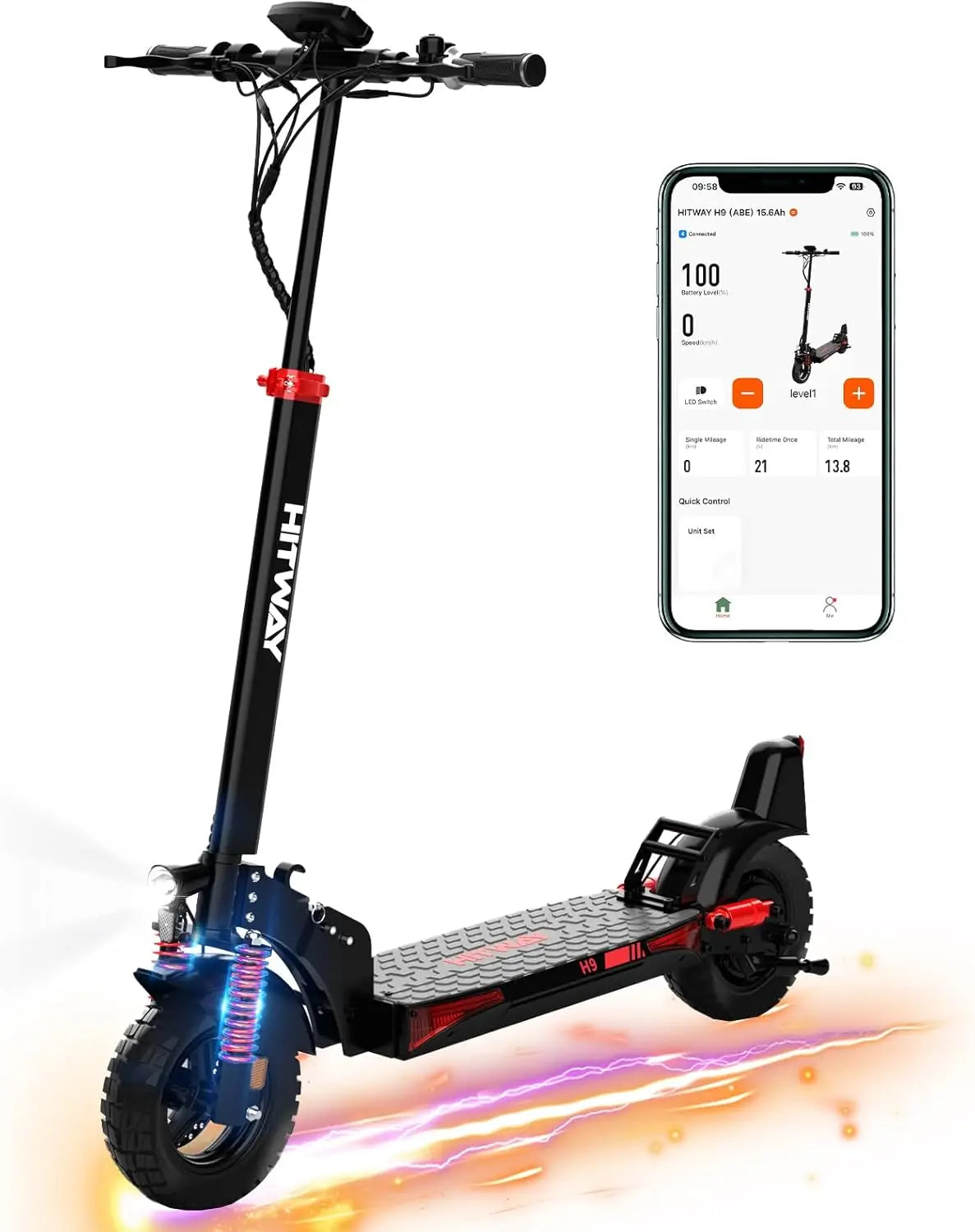Hitway E scooter, road certified (Abe), 10 inch adult electric scooter, 15.6ah battery, 500W motor.